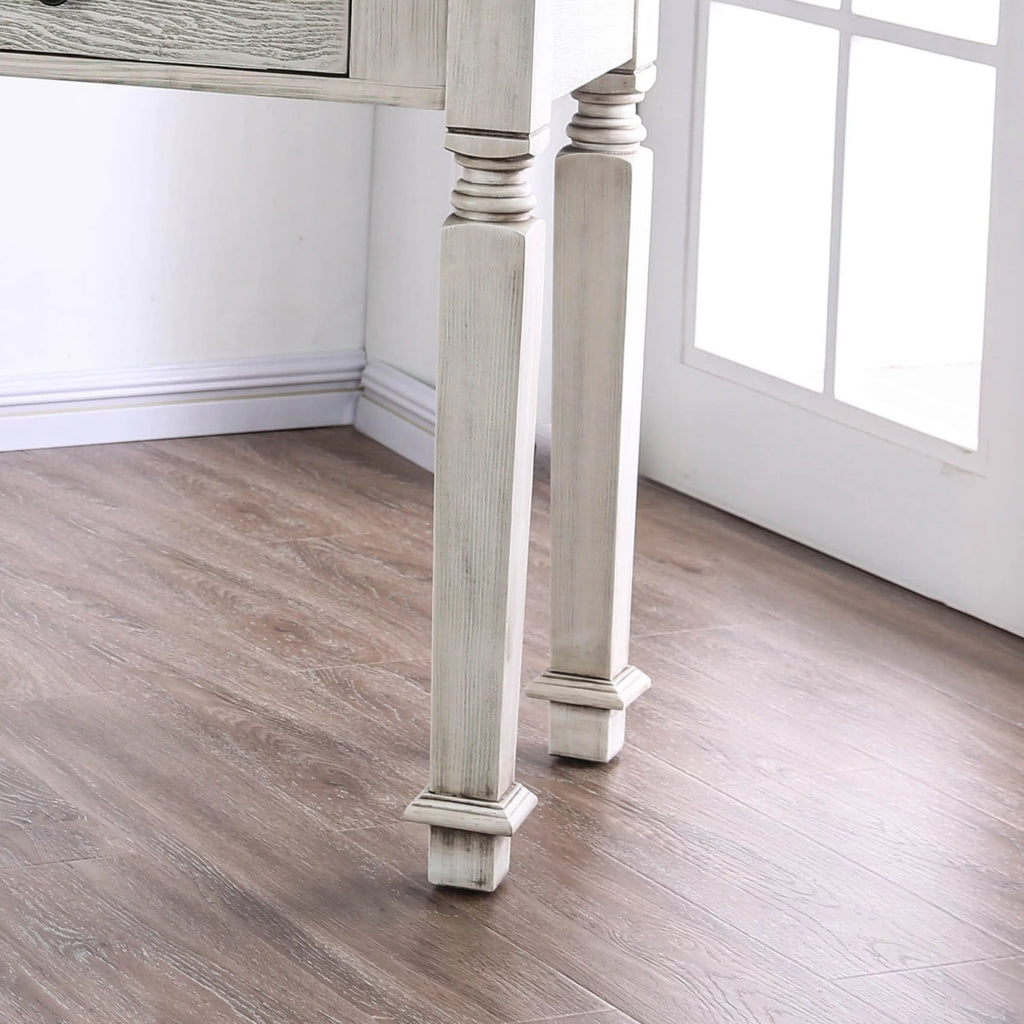 Rustic White 52-inch Solid Wood 2-Drawer Sofa Table O9122