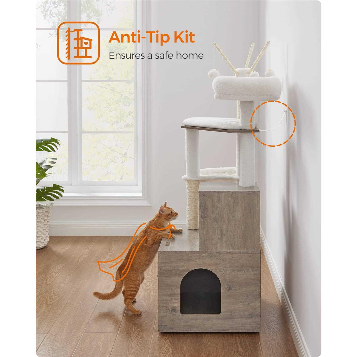 Cat Tree with Litter Box Enclosure 2-in-1 O829997