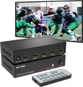 Video Wall Controller 2x2, HDMI TV Wall Processor 4K@30Hz, 4 HDMI Output, 8 Splicing Display Modes B9599