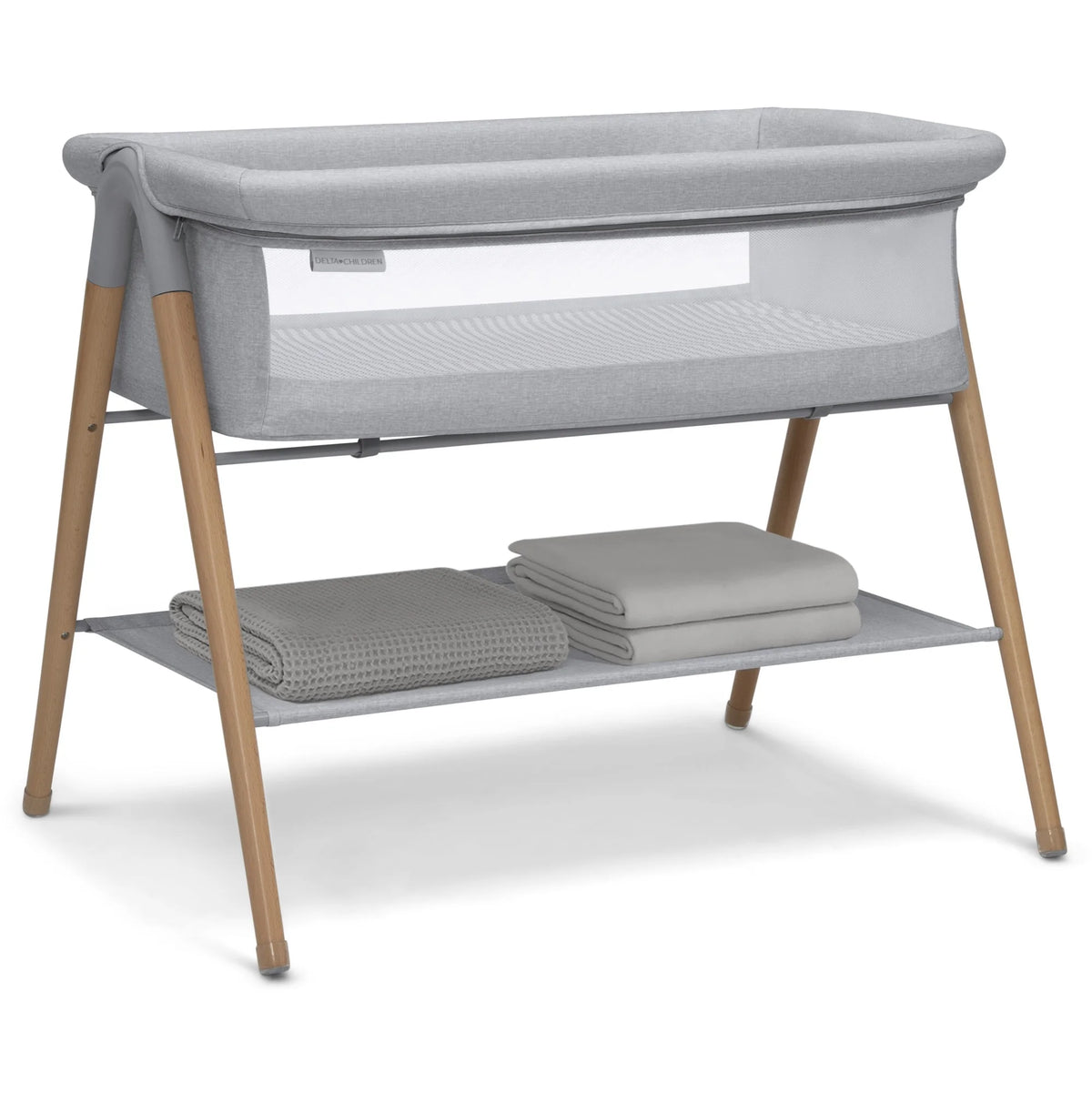 Grey Stripe Bassinet with Breathable Mesh C452983