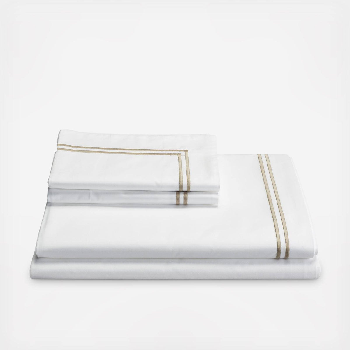 California King White Khaki Sheet Set A800