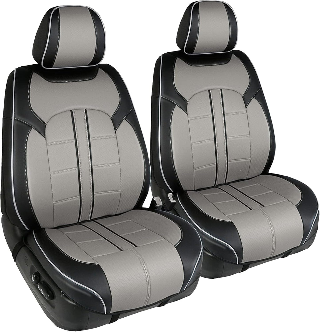 Black Faux Leather 3D Semi-Custom Car Seat Covers I772