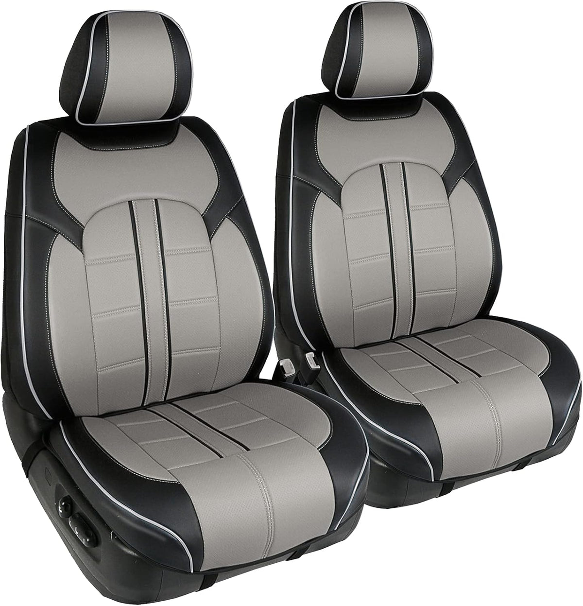 Black Faux Leather 3D Semi-Custom Car Seat Covers I772