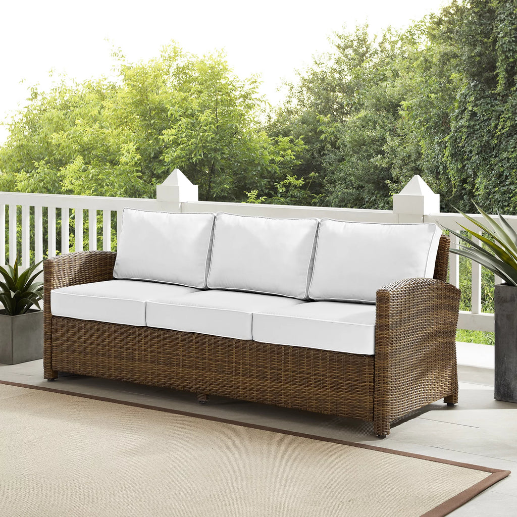 White Brown Fabric Outdoor Sofa F8436