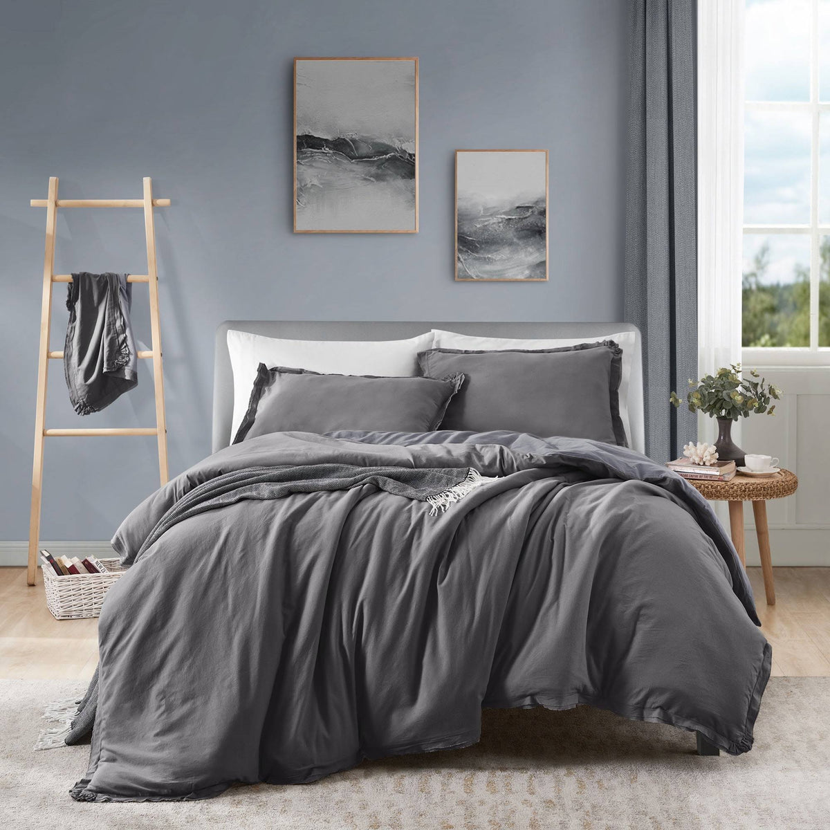 King Garment Washed Cotton Duvet Cover Set W68876