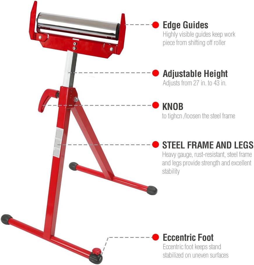 Folding Roller Stand Height Adjustable, 250 pound Load Capacity, Pack of 2 B15770