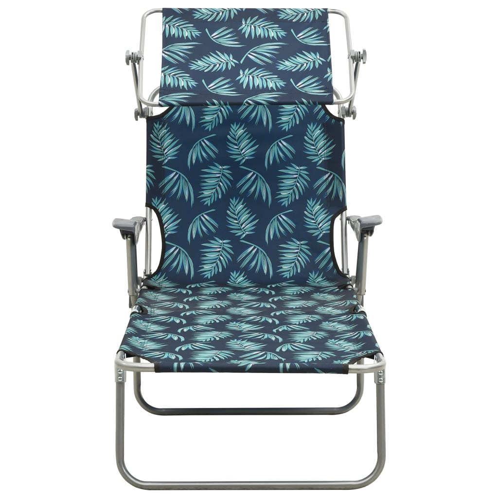 Steel Leaf Print Sun Lounger with Canopy J295
