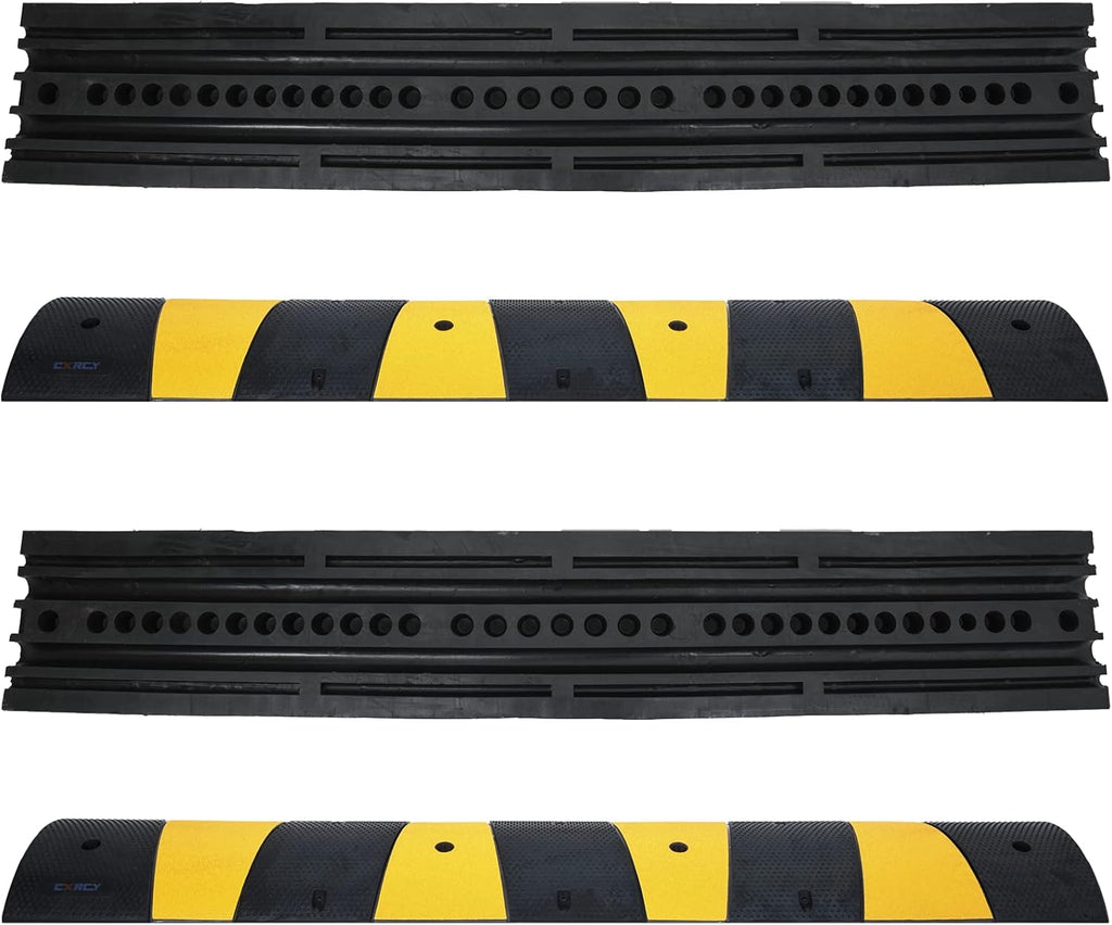 6FT Rubber Speed Bumps 2 Pack Heavy Duty Cable Protector Ramp with 8 Bolts G64303