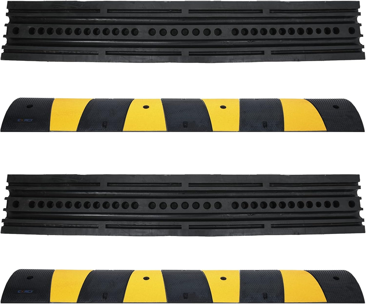 6FT Rubber Speed Bumps 2 Pack Heavy Duty Cable Protector Ramp with 8 Bolts G64303