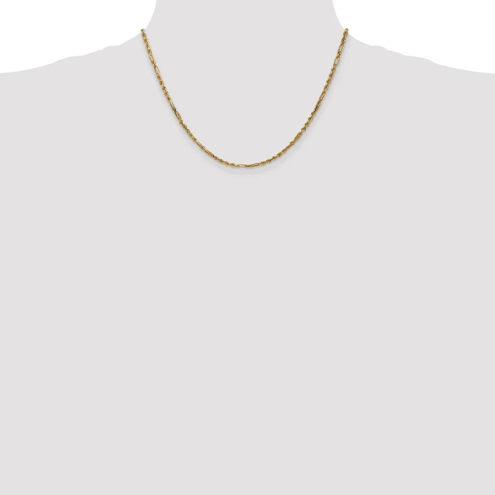 14kt Yellow Gold Diamond Cut Milano Rope Chain 18 inch Lobster Clasp B213