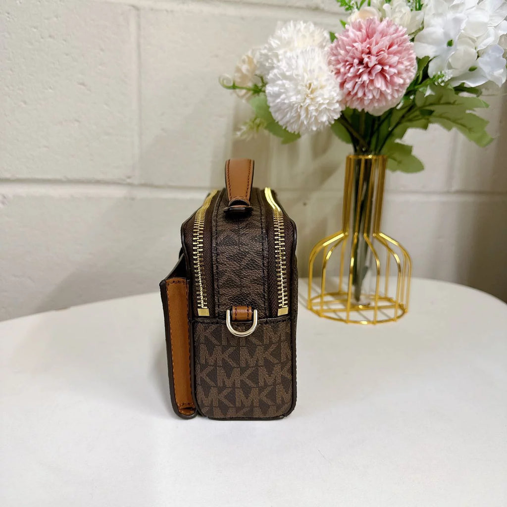 Brown Medium Double Zip Phone Crossbody D525890