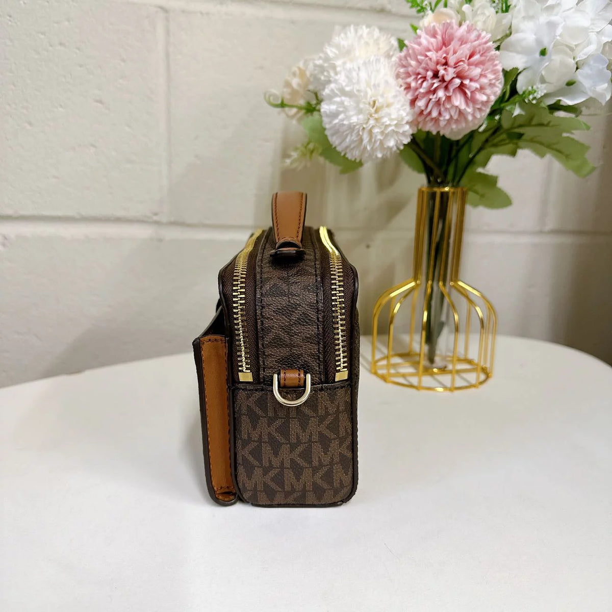 Brown Medium Double Zip Phone Crossbody D525890