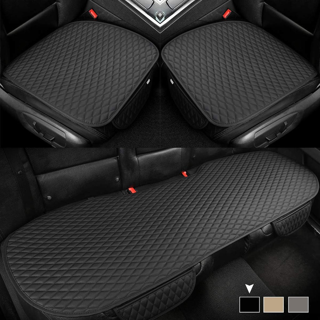 Beige Pu Leather Car Seat Bottom Covers, Pack of 2 K986