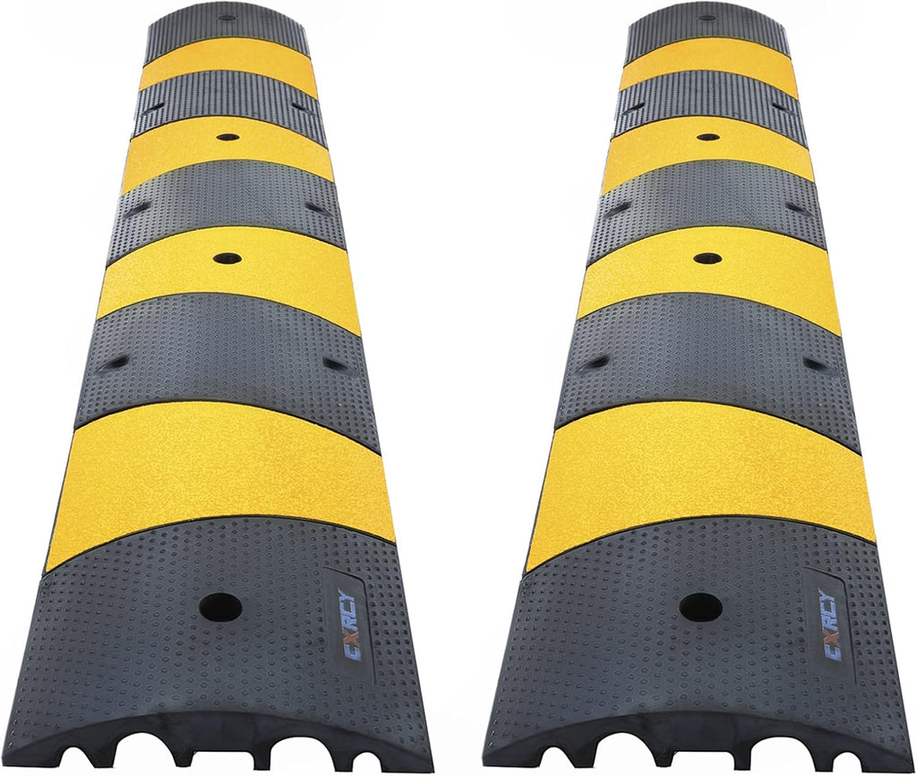 6FT Rubber Speed Bumps 2 Pack Heavy Duty Cable Protector Ramp with 8 Bolts G64303