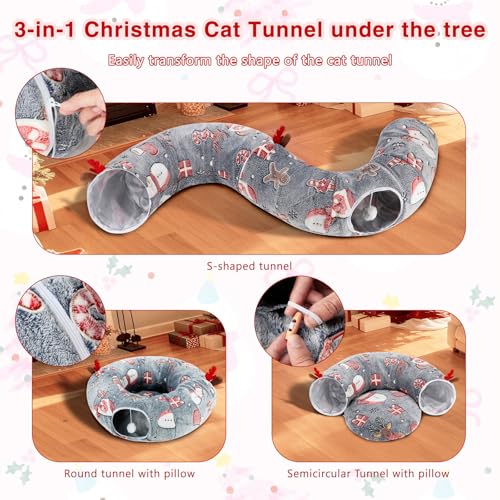 Grey Fluffy Plush Cat Tunnel Bed A7983