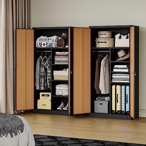 Steel Cabinet Wardrobe with Hanging Rod P49183