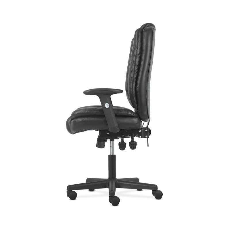 Black Leather High-Back Office Chair with Lumbar Support J4737