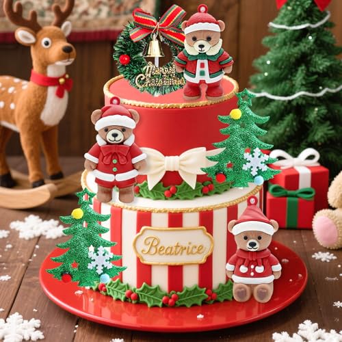 7 Pack Merry Christmas Cake Toppers D60346