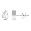 0.50 CT Pear Cut Diamond Stud Earrings in Bezel Setting, 925 Sterling Silver N12968