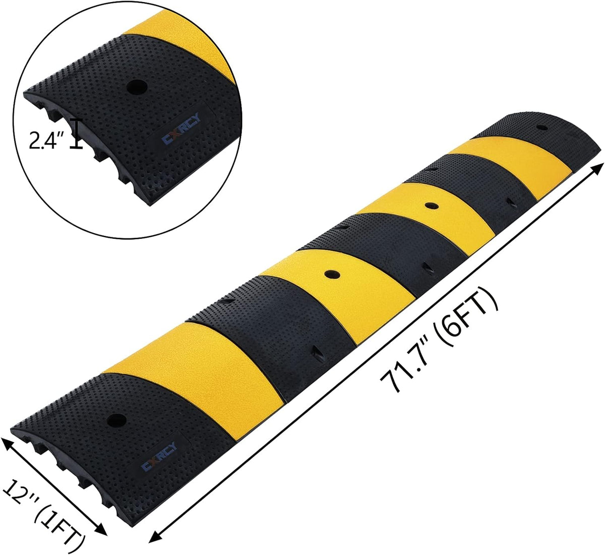 6FT Rubber Speed Bumps 2 Pack Heavy Duty Cable Protector Ramp with 8 Bolts G64303