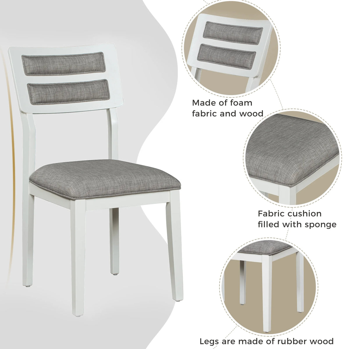 6 Piece Dining Table and Chair Set with 4 Upholstered Chairs and Bench R25084