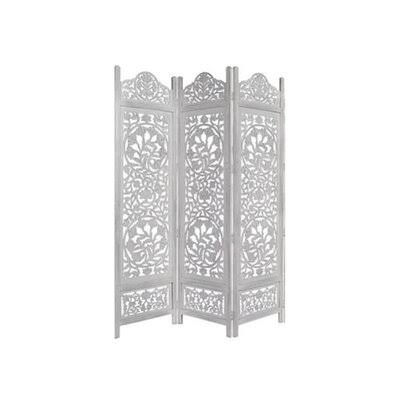White Carved Wood Room Divider 72 Inches P92613