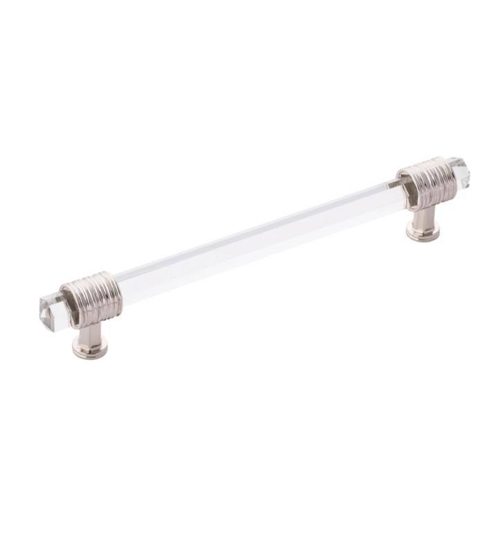 Polished Nickel Cabinet Pull with Cerulean Glass K53460