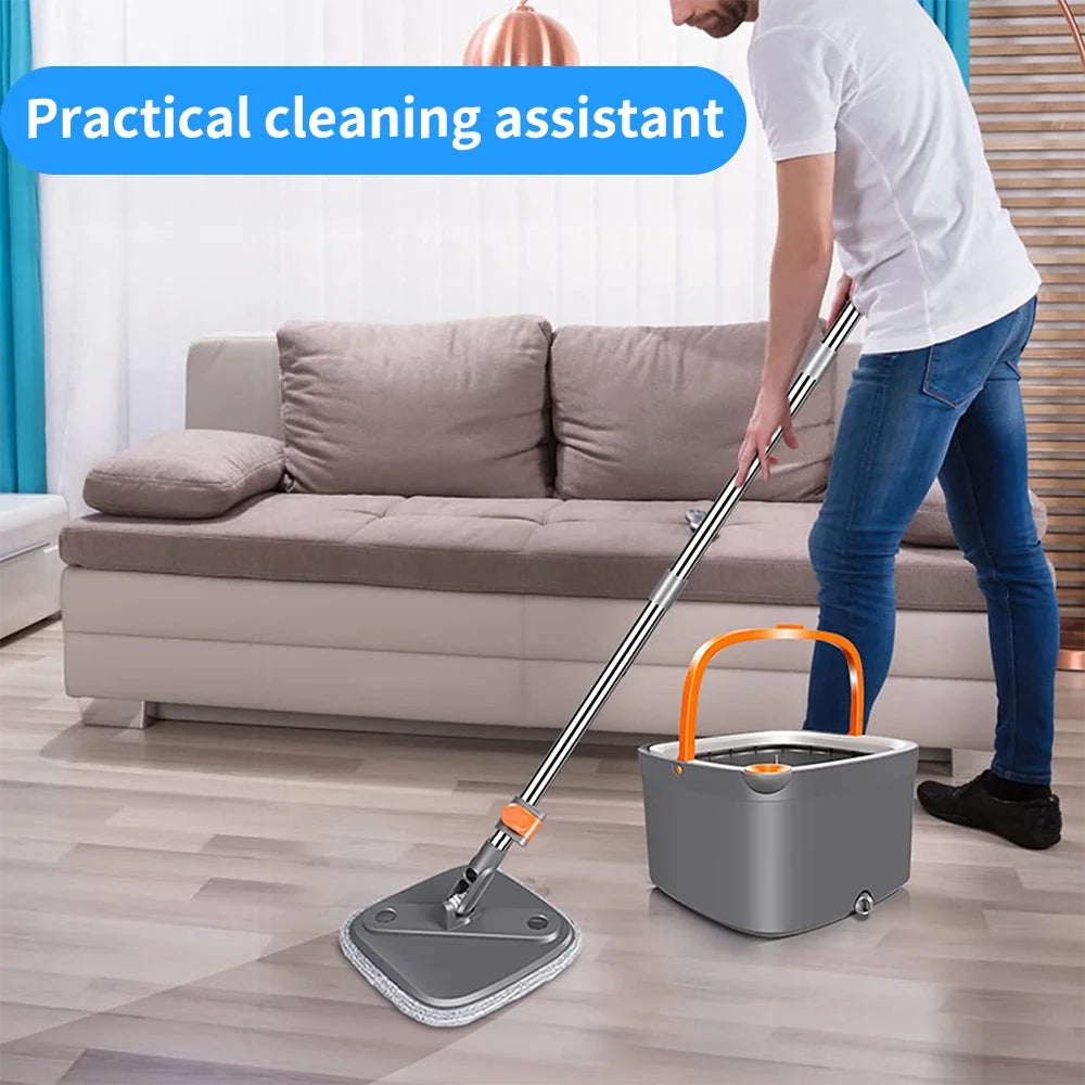 6 Packs Spin Mop and Bucket Set with Self Wringing 360° Rotating Square Mop-Head Q1667