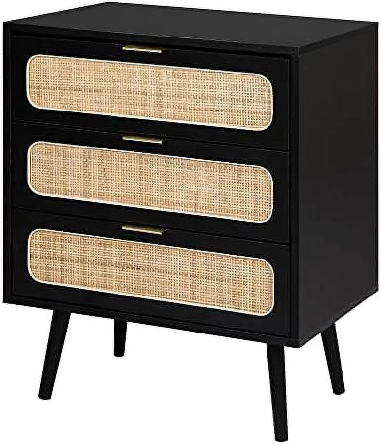 2 Sets of Rattan 3 Drawer Wood Dresser S266865