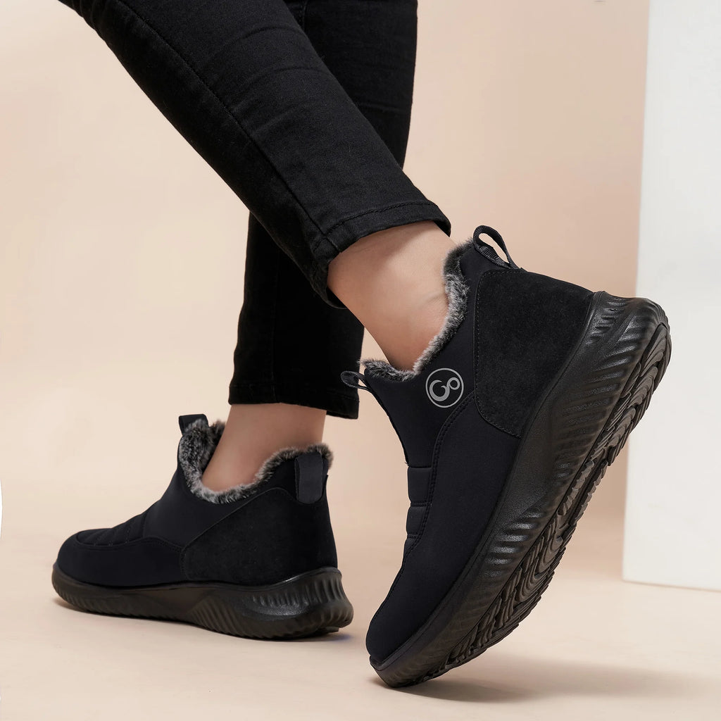 Faux Fur Waterproof Slip On Ankle Booties X3477