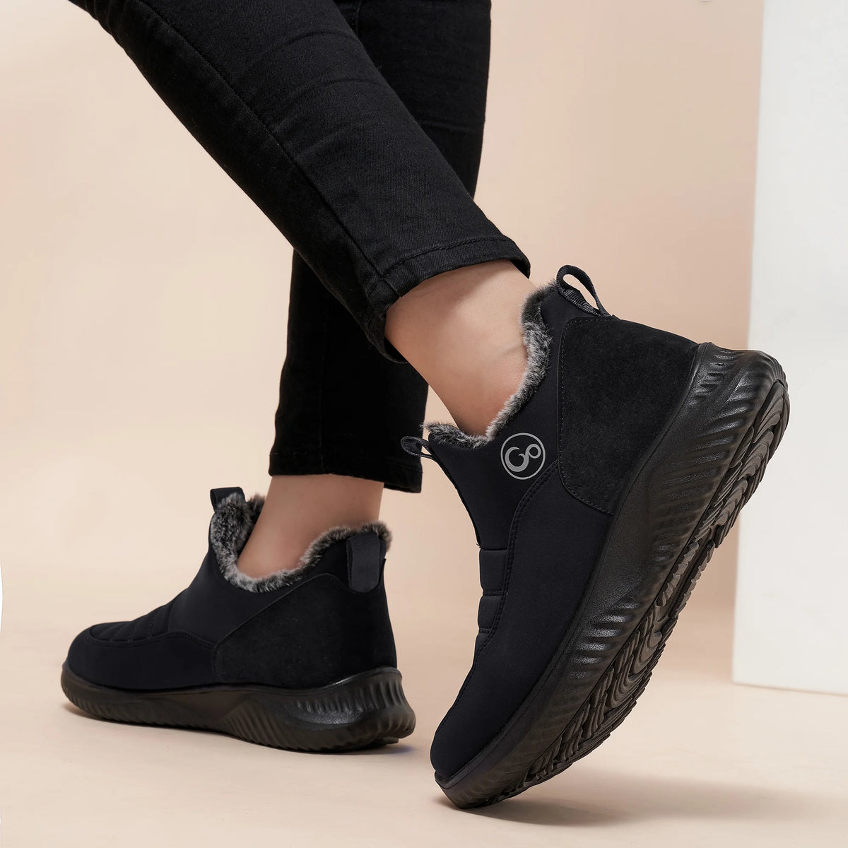 Faux Fur Waterproof Slip On Ankle Booties X3477