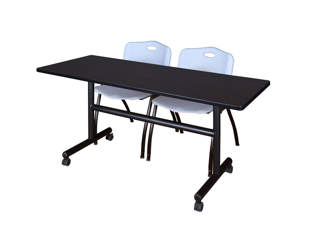 60x22 Flip Top Mobile Training Table with 2 Stack Chairs T75660