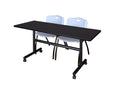 60x22 Flip Top Mobile Training Table with 2 Stack Chairs T75660