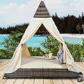 PE Wicker Daybed with Beige Cushions E8791