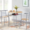3 Piece Round Dining Table Set with Storage Rack O715