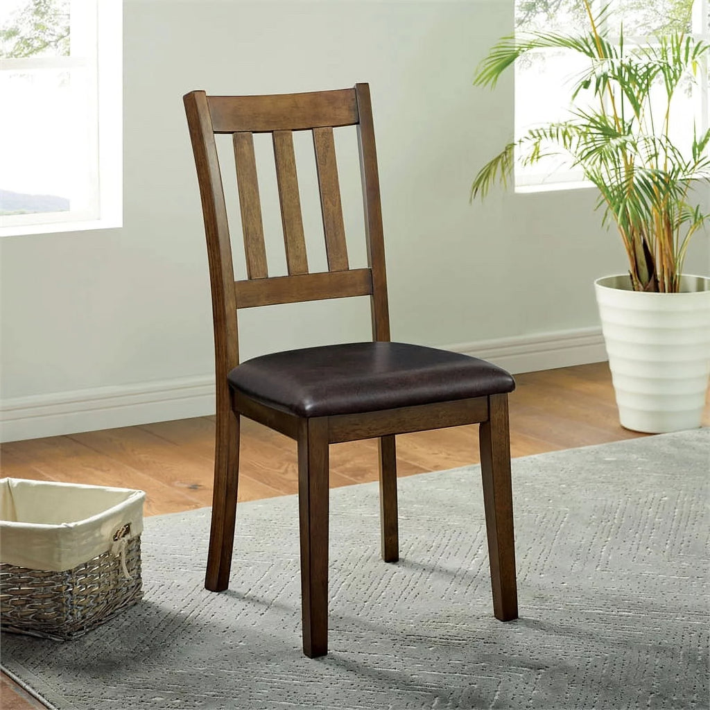Wood 3-Piece Round Dining Table Set in Walnut C97651