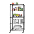 Black 5-Tier Steel Wire Shelving with Wheels K16947