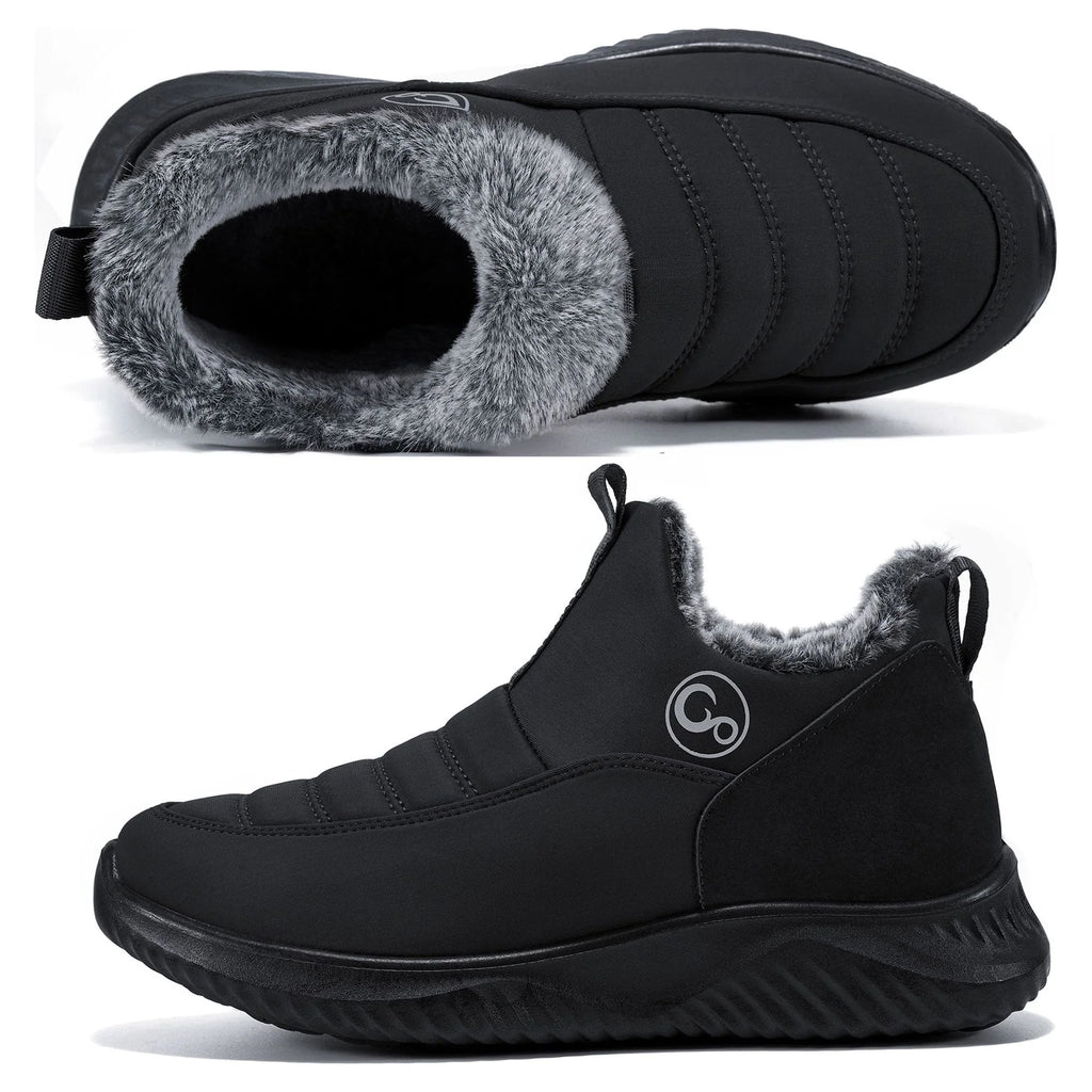 Faux Fur Waterproof Slip On Ankle Booties X3477