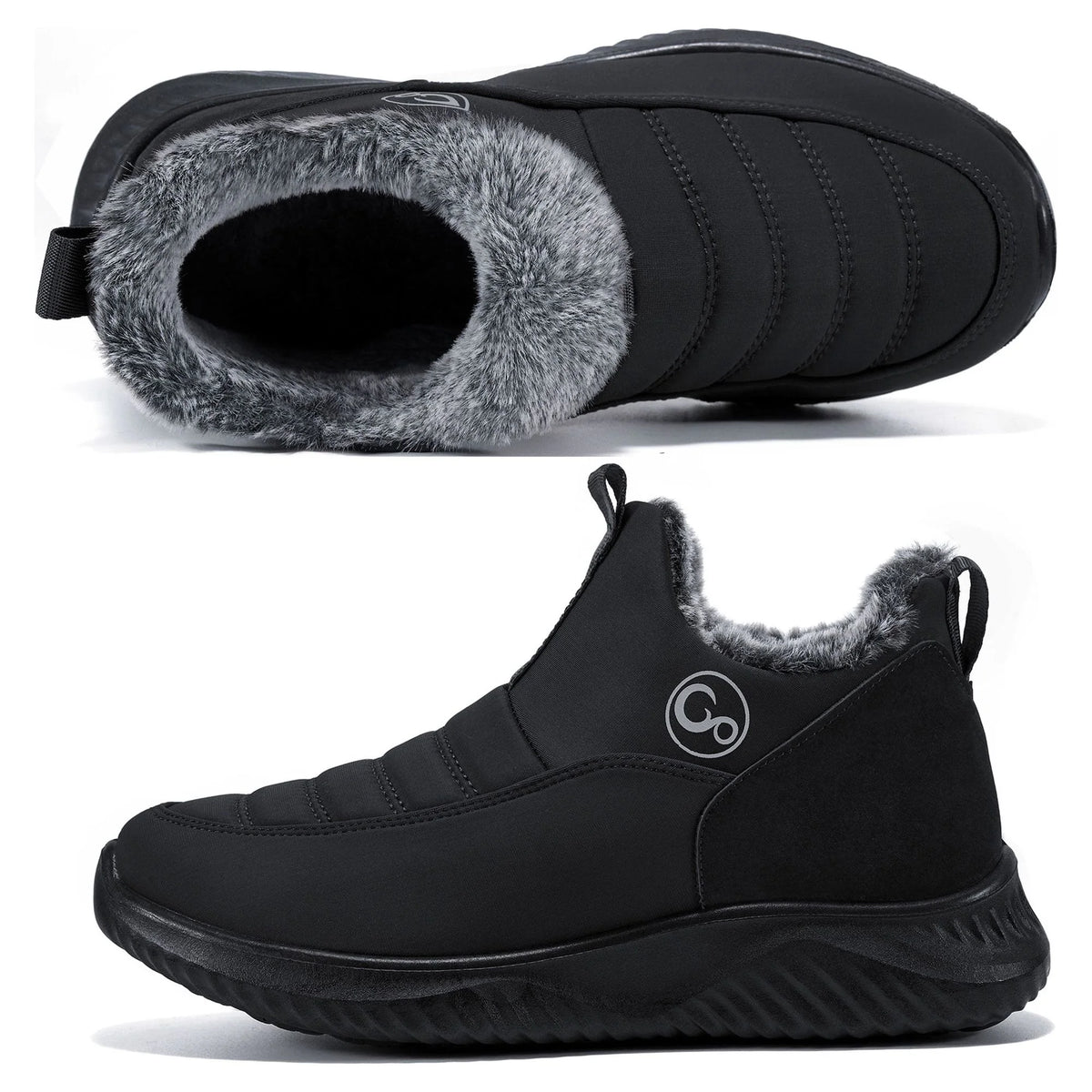 Faux Fur Waterproof Slip On Ankle Booties X3477