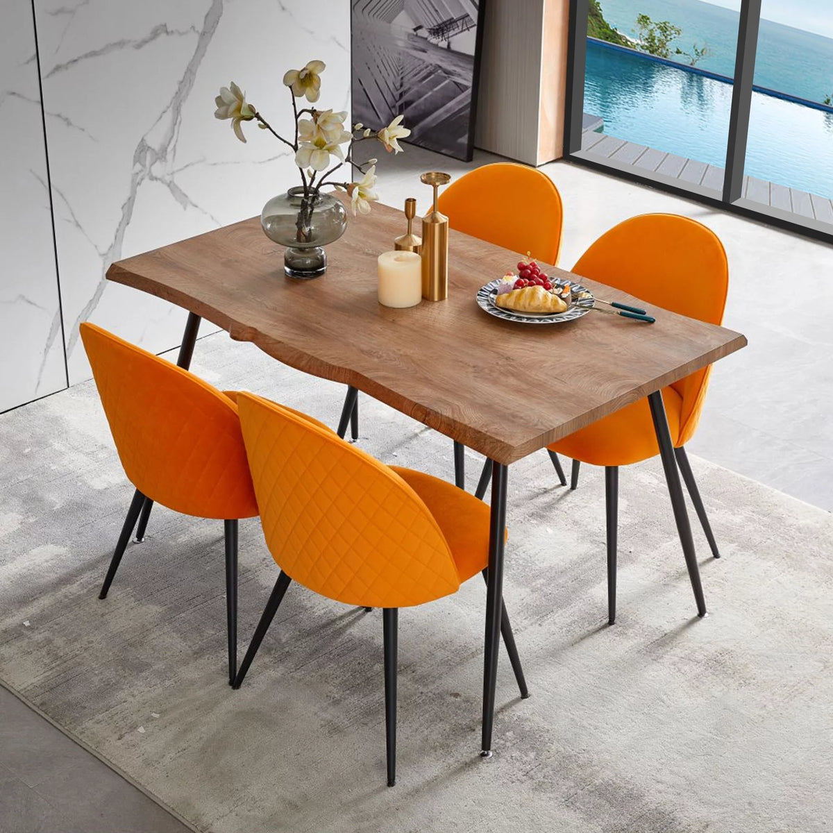 Wooden Dining Table with Metal Legs B36020