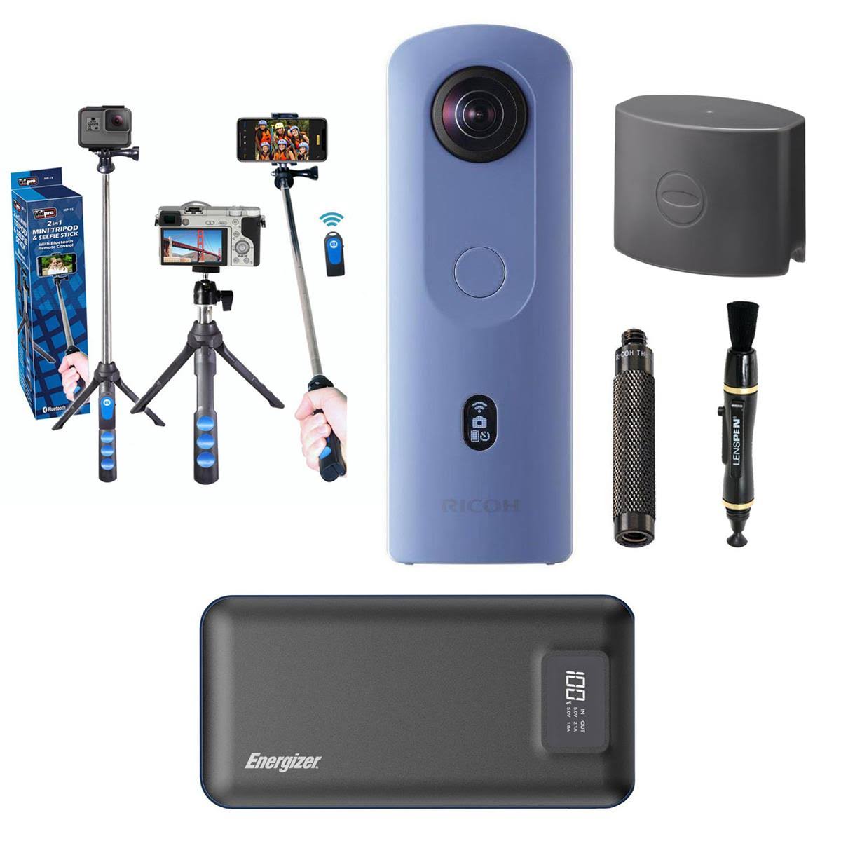 4K 360 Spherical Camera Blue with Mini Tripod M3925