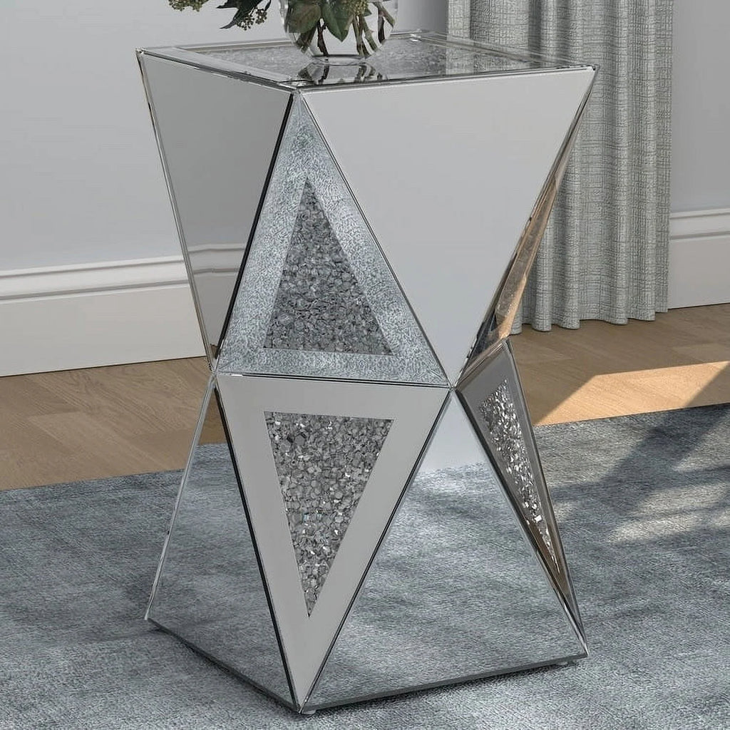 Silver Geometric Side Table R662
