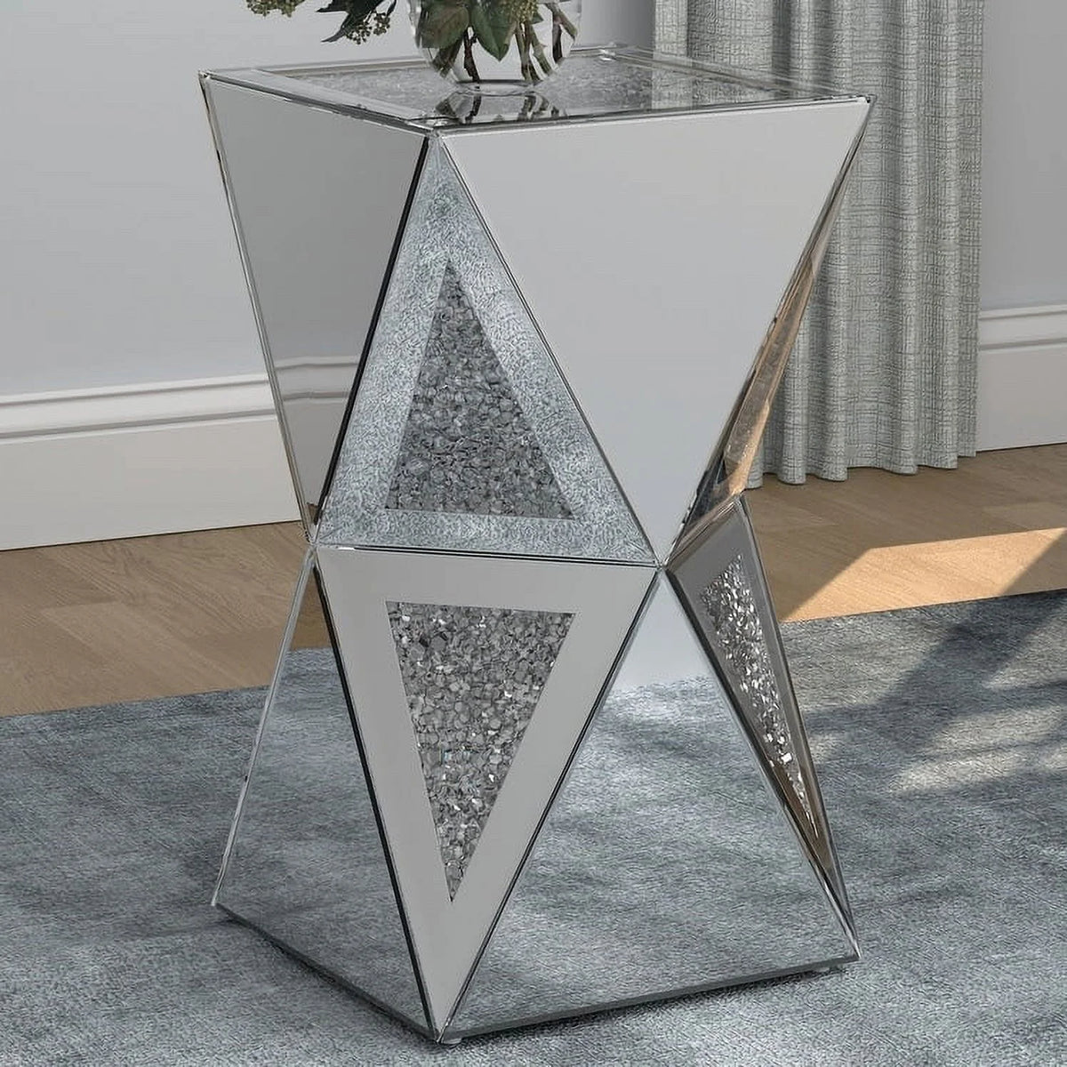 Silver Geometric Side Table R662