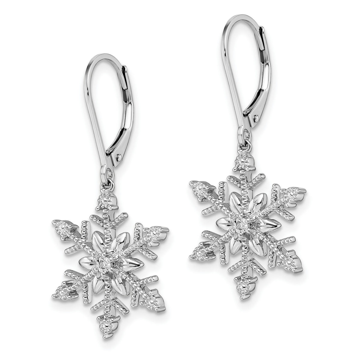Sterling Silver Diamond Snowflake Leverback Earrings Q5562