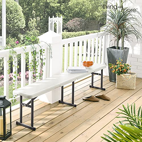 6 Foot Fold-in-Half Bench with Steel Frame, White X628929