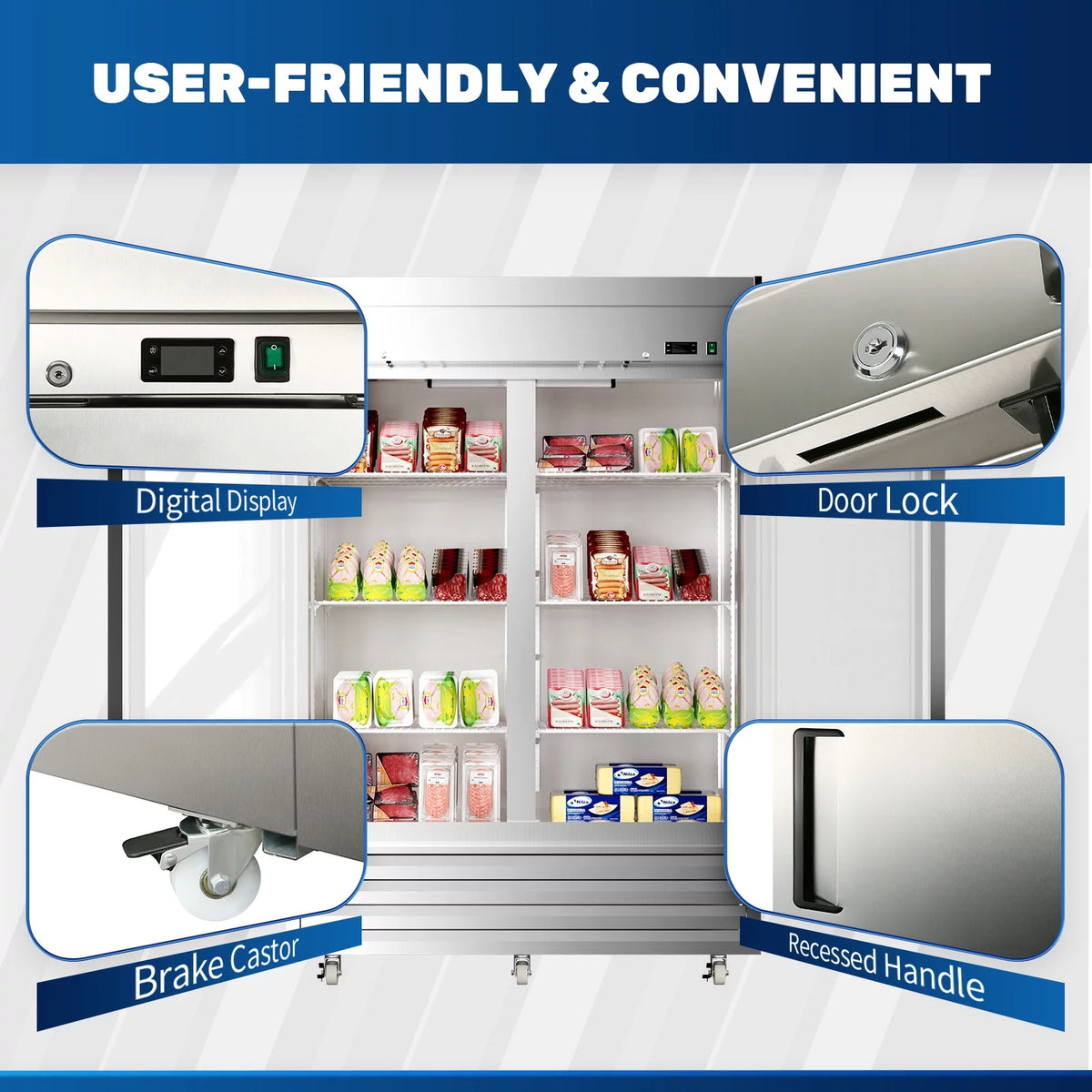 54 Cu.Ft 2-Door Stainless Steel Reach-in Commercial Refrigerator W116