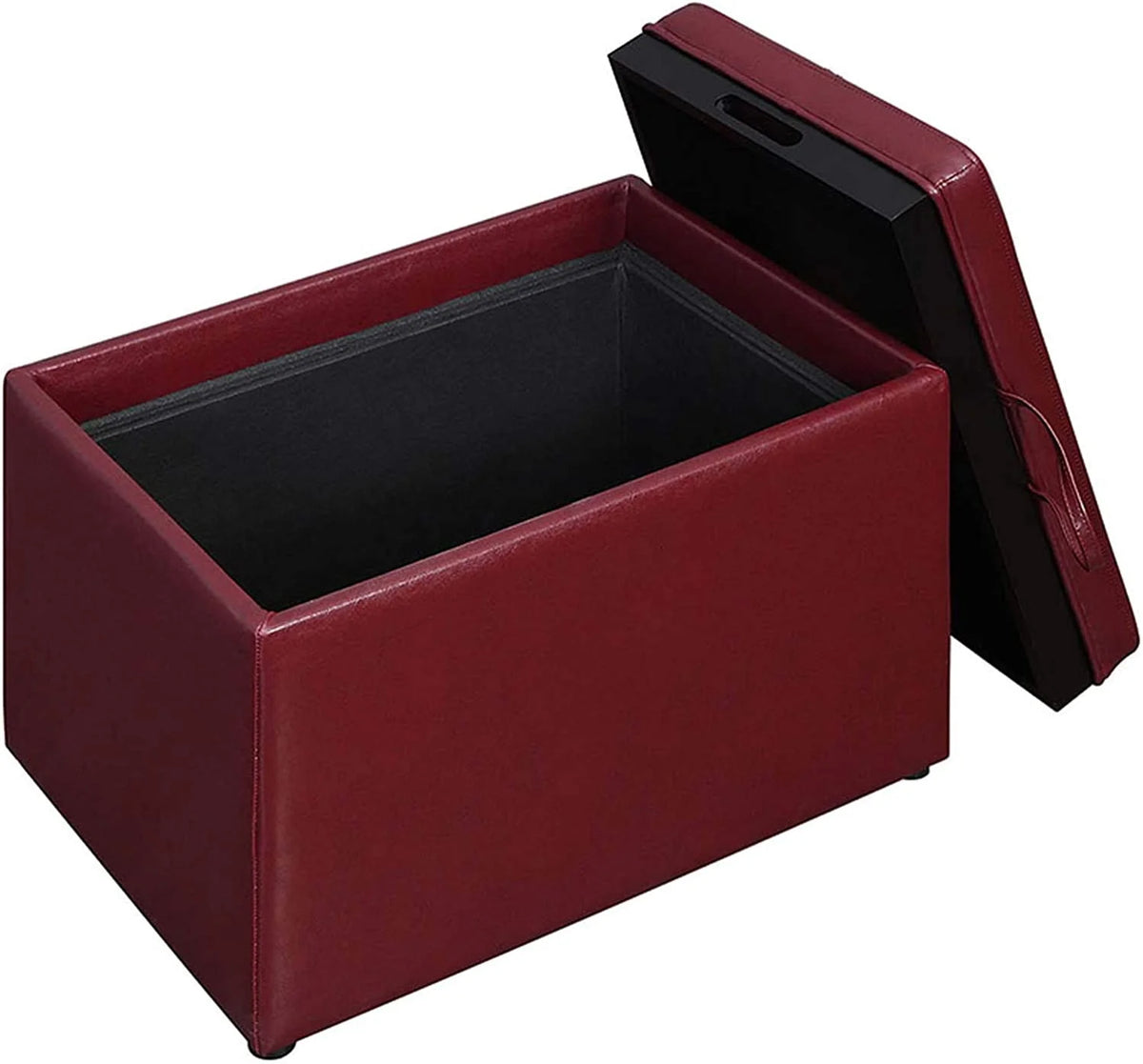 Burgundy Faux Leather Accent Storage Ottoman K53767