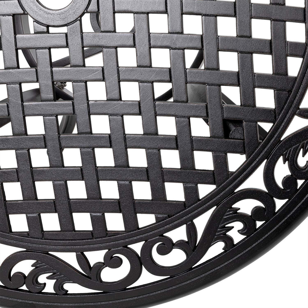 Black Round Cast Aluminum Patio Table with Umbrella Hole O183