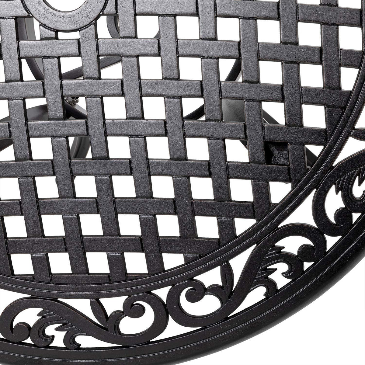 Black Round Cast Aluminum Patio Table with Umbrella Hole O183