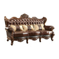Dark Oak Top Grain Leather Tufted Sofa H564517